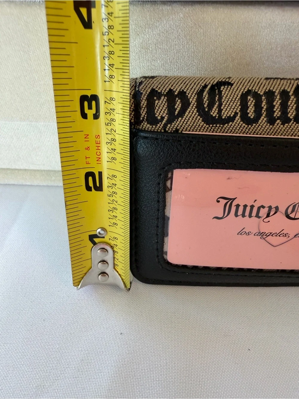 Juicy Couture Beige Canvas Logo Shoulder Bag with Black Trim & Card Holder